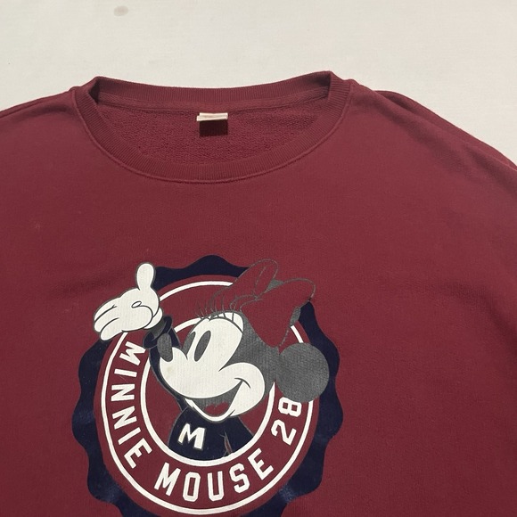 UT Uniqlo X Disney Womens Sweatshirt Pullover XL Maroon Mickey Mouse Sweater - Picture 2 of 6